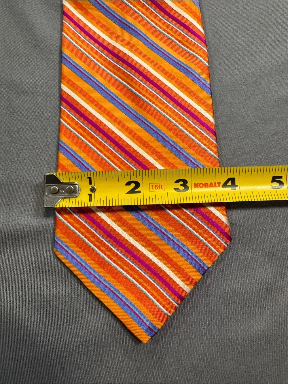 Vintage Tommy Hilfiger 100% Silk Striped Tie Orange Blue USA Made